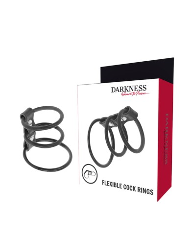DARKNESS - ENSEMBLE DE 3 ANNEAUX PÉNIS FLEXIBLES