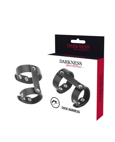 DARKNESS - ANNEAU DE PÉNIS ET TESTICULES RÉGLABLE EN CUIR