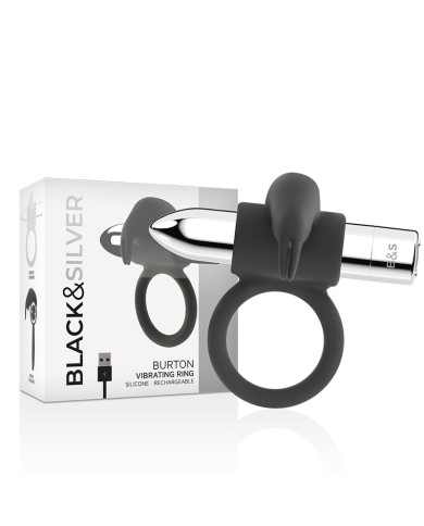 BLACK&SILVER - BAGUE RECHARGEABLE BURTON 10 MODES DE VIBRATION