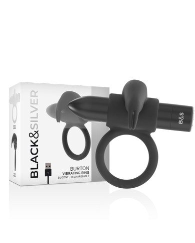 BLACK&SILVER - BURTON RING 10 MODES DE VIBRATION NOIR