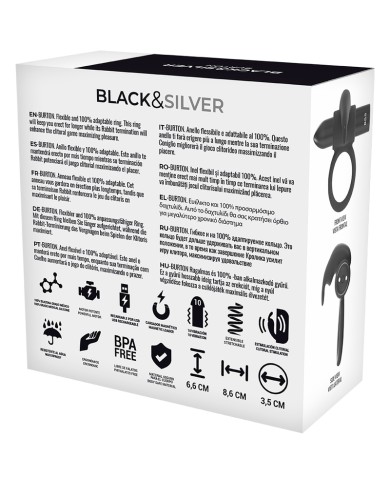 BLACK&SILVER - BURTON RING 10 MODES DE VIBRATION NOIR