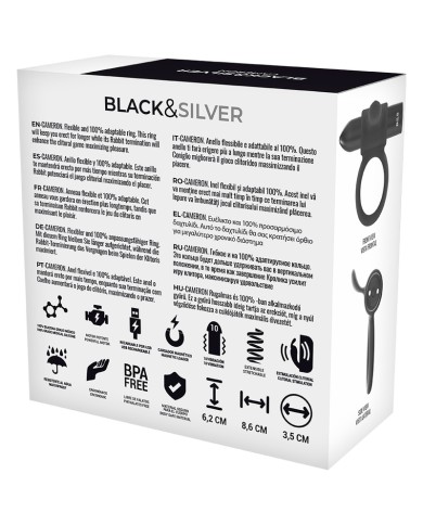 BLACK&SILVER - BAGUE RECHARGEABLE CAMERON NOIR