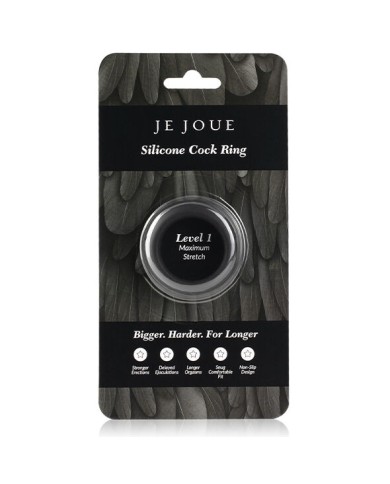 JE JOUE - ANNEAU PÉNIAL EN SILICONE EXTENSION MAXIMALE - NOIR