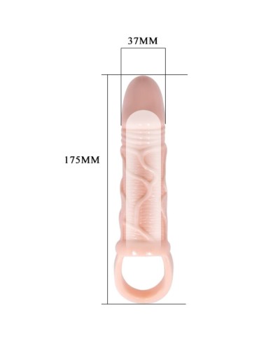 BAILE - GAINE DEXTENSION DE PÉNIS AVEC SANGLE POUR TESTICULES 13,5 CM