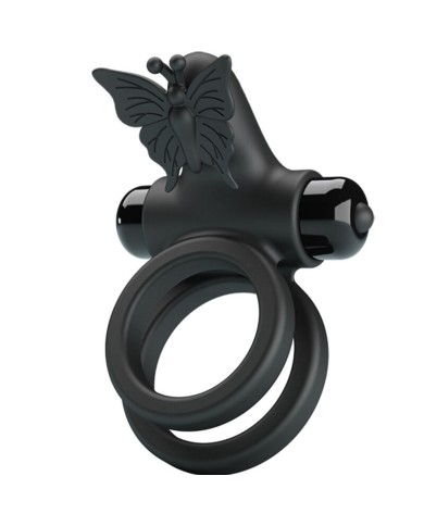PRETTY LOVE - DOUBLE ANNEAU VIBRANT AVEC STIMULATEUR NOIR