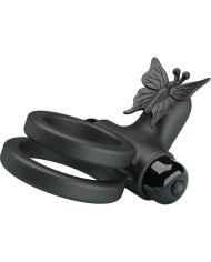 PRETTY LOVE - DOUBLE ANNEAU VIBRANT AVEC STIMULATEUR NOIR