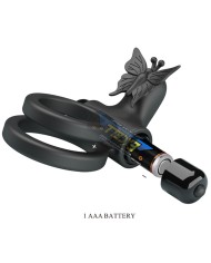 PRETTY LOVE - DOUBLE ANNEAU VIBRANT AVEC STIMULATEUR NOIR
