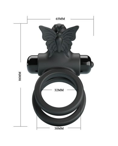 PRETTY LOVE - DOUBLE ANNEAU VIBRANT AVEC STIMULATEUR NOIR