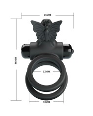 PRETTY LOVE - DOUBLE ANNEAU VIBRANT AVEC STIMULATEUR NOIR
