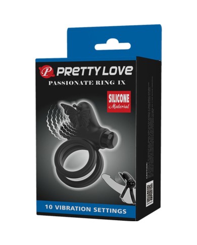 PRETTY LOVE - DOUBLE ANNEAU VIBRANT AVEC STIMULATEUR NOIR
