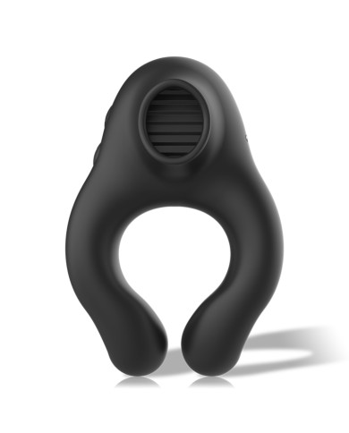 BLACK&SILVER - ANNEAU VIBRATEUR EN SILICONE 3 MOTEURS RECHARGEABLE NOIR