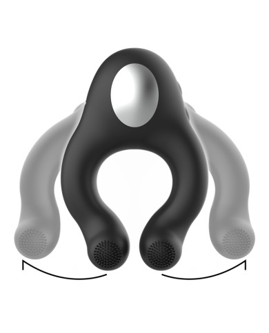 BLACK&SILVER - ANNEAU VIBRATEUR EN SILICONE 3 MOTEURS RECHARGEABLE NOIR