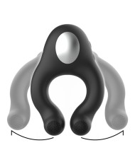 BLACK&SILVER - ANNEAU VIBRATEUR EN SILICONE 3 MOTEURS RECHARGEABLE NOIR