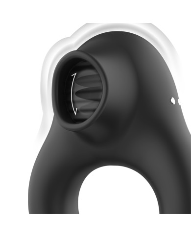 BLACK&SILVER - ANNEAU VIBRATEUR EN SILICONE 3 MOTEURS RECHARGEABLE NOIR