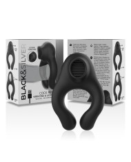 BLACK&SILVER - ANNEAU VIBRATEUR EN SILICONE 3 MOTEURS RECHARGEABLE NOIR