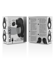 BLACK&SILVER - ANNEAU VIBRATEUR EN SILICONE 3 MOTEURS RECHARGEABLE NOIR