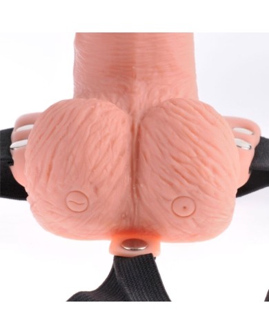 FETISH FANTASY SERIES - HARNAIS RÉGLABLE TÉLÉCOMMANDE PÉNIS RÉALISTE AVEC TESTICULES RECHARGEABLES ET VIBRATEUR 15 CM