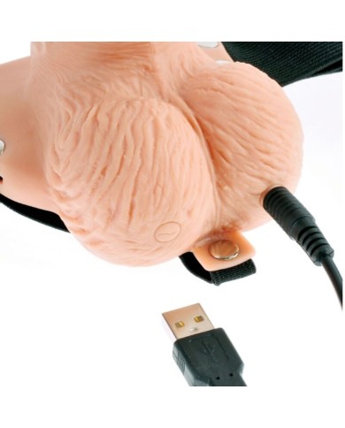 FETISH FANTASY SERIES - HARNAIS RÉGLABLE TÉLÉCOMMANDE PÉNIS RÉALISTE AVEC TESTICULES RECHARGEABLES ET VIBRATEUR 15 CM