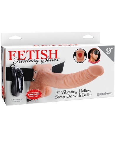 FETISH FANTASY SERIES - HARNAIS RÉGLABLE TÉLÉCOMMANDE PÉNIS RÉALISTE AVEC TESTICULES 23 CM