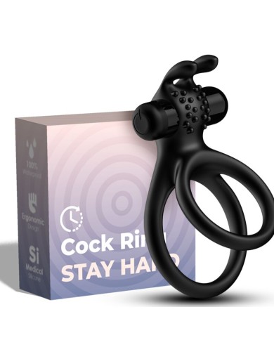 ARMONY - ANNEAU VIBRATEUR DOUBLE TRAVELER POUR COUPLES LAPIN NOIR