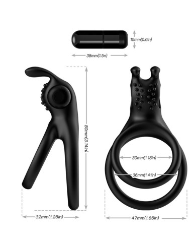 ARMONY - ANNEAU VIBRATEUR DOUBLE TRAVELER POUR COUPLES LAPIN NOIR
