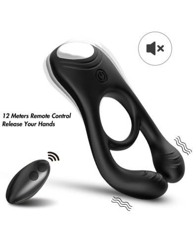 ARMONY - VEYRON DOUBLE VIBRATEUR ANNEAU JOUET POUR COUPLES TÉLÉCOMMANDE NOIR