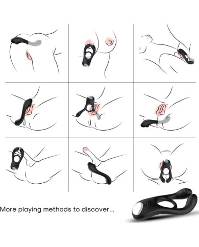 ARMONY - VEYRON DOUBLE VIBRATEUR ANNEAU JOUET POUR COUPLES TÉLÉCOMMANDE NOIR