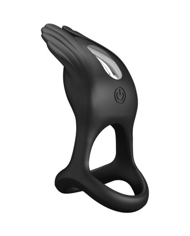 PRETTY LOVE - SILAS ANNEAU PÉNIS VIBRANT 7 VIBRATIONS SILICONE NOIR
