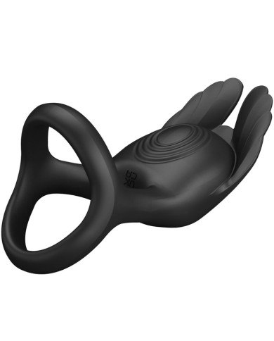 PRETTY LOVE - SILAS ANNEAU PÉNIS VIBRANT 7 VIBRATIONS SILICONE NOIR