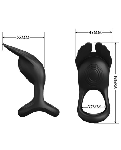 PRETTY LOVE - SILAS ANNEAU PÉNIS VIBRANT 7 VIBRATIONS SILICONE NOIR