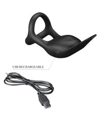 PRETTY LOVE - SILAS ANNEAU PÉNIS VIBRANT 7 VIBRATIONS SILICONE NOIR