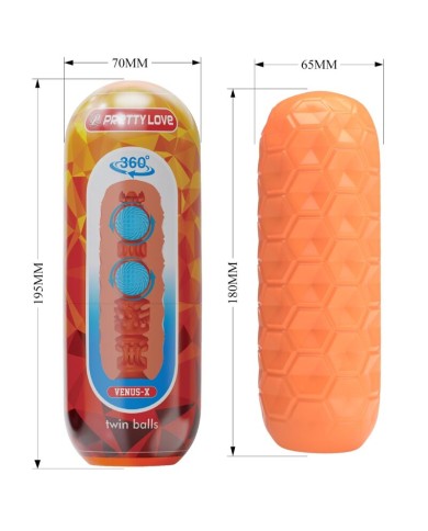 PRETTY LOVE - MASTURBATEUR POUR HOMME À DEUX BOULES ORANGE