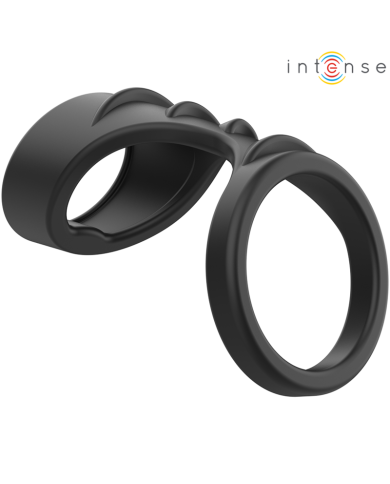 INTENSE - THEO ANNEAU PÉNIS DOUBLE SILICONE NOIR MODÈLE 3