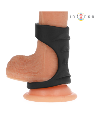 INTENSE - THEO ANNEAU PÉNIS DOUBLE SILICONE NOIR MODÈLE 3