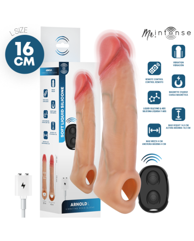 MR INTENSE - ARNOLD L VIBRATEUR MANCHON PÉNIS EN SILICONE AVEC TÉLÉCOMMANDE 16 CM -Ø- 4,5 CM