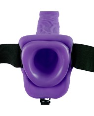 FETISH FANTASY SERIES - 7 STRAP-ON CREUX VIBRANT AVEC BILLES 17.8CM VIOLET