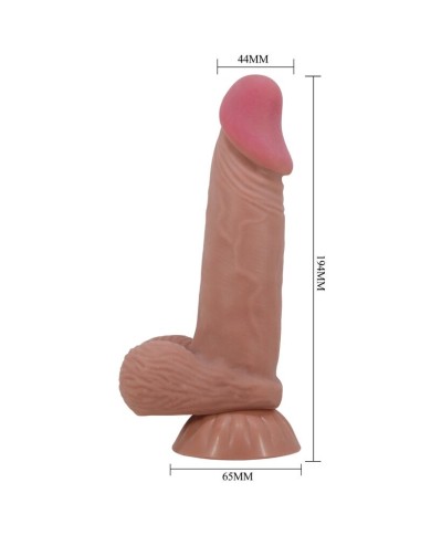 PRETTY LOVE - SÉRIE SLIDING SKIN GODE RÉALISTE AVEC VENTOUSE COULISSANTE PEAU BRUN 19,4 CM