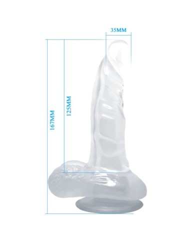 BAILE - GODE RÉALISTE AVEC VENTOUSE ET TESTICULES 16.7 CM TRANSPARENT