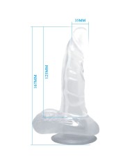 BAILE - GODE RÉALISTE AVEC VENTOUSE ET TESTICULES 16.7 CM TRANSPARENT