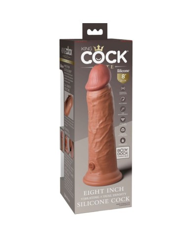 KING COCK - ELITE GODE RÉALISTE VIBRANT & SILICONE 20.3 CM CARAMEL