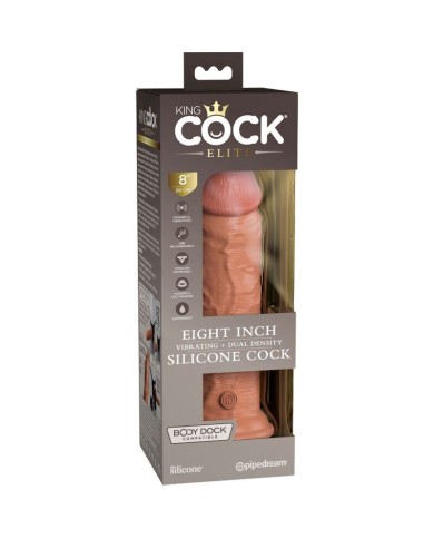 KING COCK - ELITE GODE RÉALISTE VIBRANT & SILICONE 20.3 CM CARAMEL