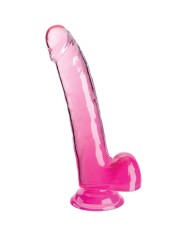 KING COCK - CLEAR GODE AVEC TESTICULES 20.3 CM ROSE