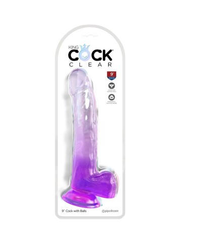 KING COCK - CLEAR GODE AVEC TESTICULES 20.3 CM VIOLET