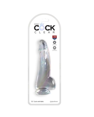 KING COCK - CLEAR GODE AVEC TESTICULES 15.2 CM TRANSPARENT