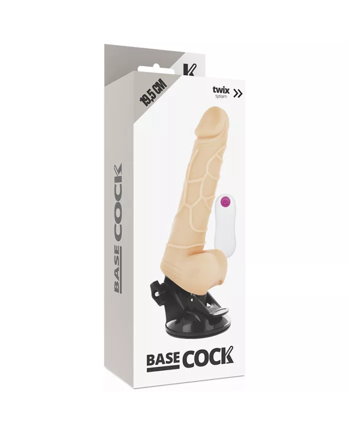 BASECOCK - VIBRATEUR RÉALISTE TÉLÉCOMMANDE NATUREL AVEC TESTICULES19.5 CM -O- 4 CM