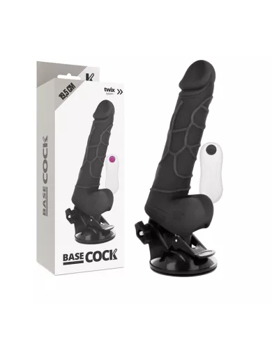 BASECOCK - VIBRATEUR RÉALISTE TÉLÉCOMMANDE NOIR AVEC TESTICULES 19.5 CM -O- 4 CM BASECOCK - VIBRATEUR RÉALISTE TÉLÉCOMMANDE NOIR AVEC TESTICULES 19.5 CM -O- 4 CM