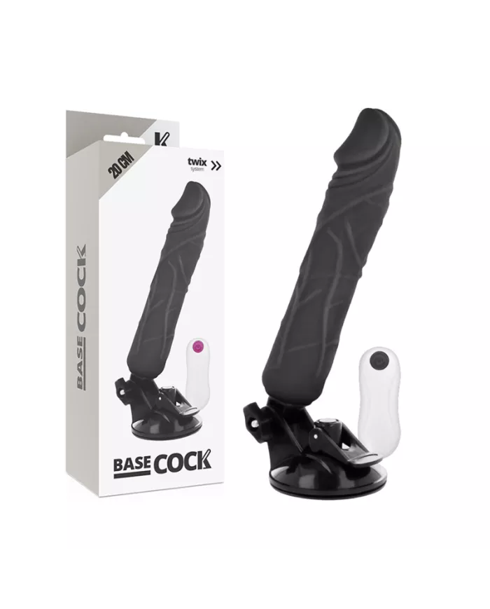 BASECOCK - VIBRATEUR RÉALISTE TÉLÉCOMMANDE NOIR 20 CM -O- 4 CM