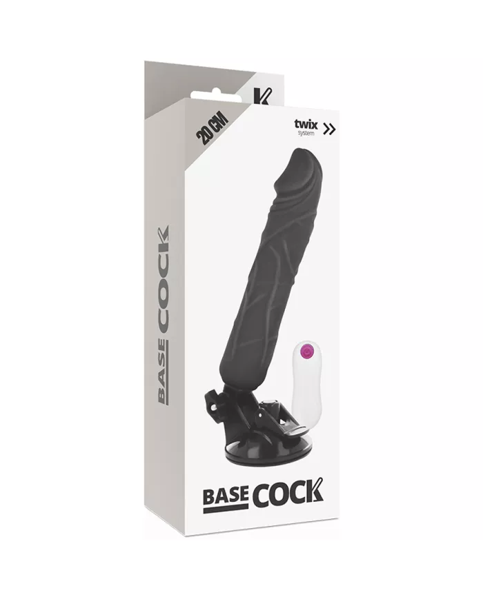 BASECOCK - VIBRATEUR RÉALISTE TÉLÉCOMMANDE NOIR 20 CM -O- 4 CM