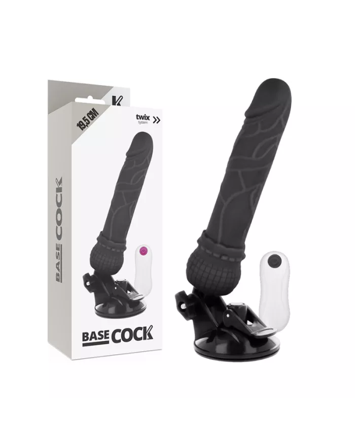 BASECOCK - VIBRATEUR RÉALISTE TÉLÉCOMMANDE NOIR 19.5 CM -O- 4 CM