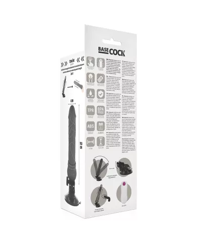 BASECOCK - VIBRATEUR RÉALISTE TÉLÉCOMMANDE NOIR 19.5 CM -O- 4 CM BASECOCK - VIBRATEUR RÉALISTE TÉLÉCOMMANDE NOIR 19.5 CM -O- 4 CM